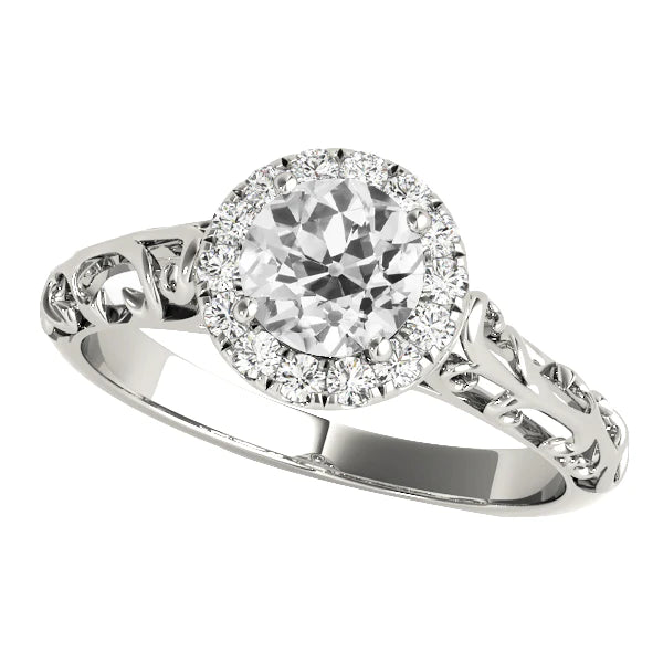 Vintage Style Halo Round Real Old European Diamond Ring 3.25 Carats