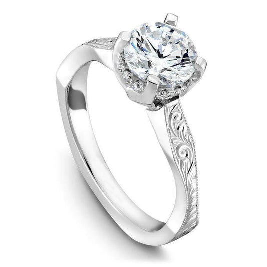 Vintage Style Hidden Halo Genuine Diamond White Gold Wedding Ring