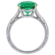 Real Colombian Emerald Gemstone Ring 3 ct 14K Two Tone Gold – top view