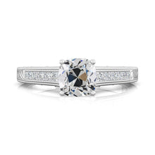 Vintage Style Lady's Ring Princess & Cushion Old Miner Natural Diamond 4.50 Carats