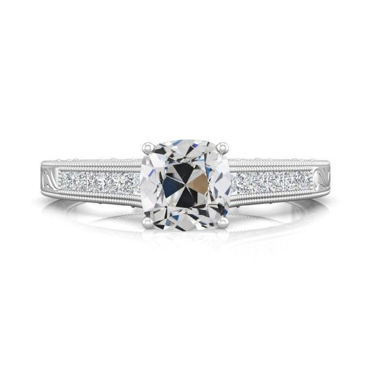 Vintage Style Lady's Ring Princess & Cushion Old Miner Natural Diamond 4.50 Carats