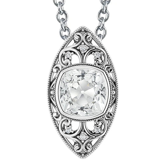Vintage Style Natural Diamond Pendant Bezel Set Cushion Old Cut 5.50 Carats