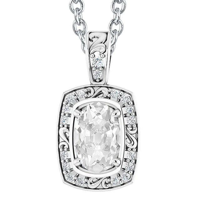 Vintage Style Natural Diamond Pendant Slide Oval Old Miner 5 Carats Filigree