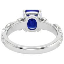 Vintage Style Natural Earth Mined Diamond And Ceylon Sapphire Emerald Cut Ring 5.50 Carats