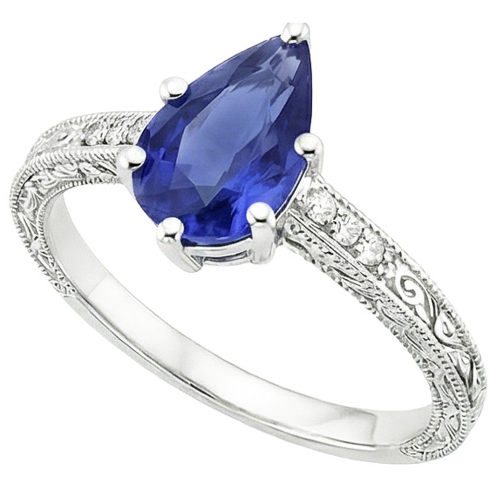 natural round sapphire 4.25ct ring side angle