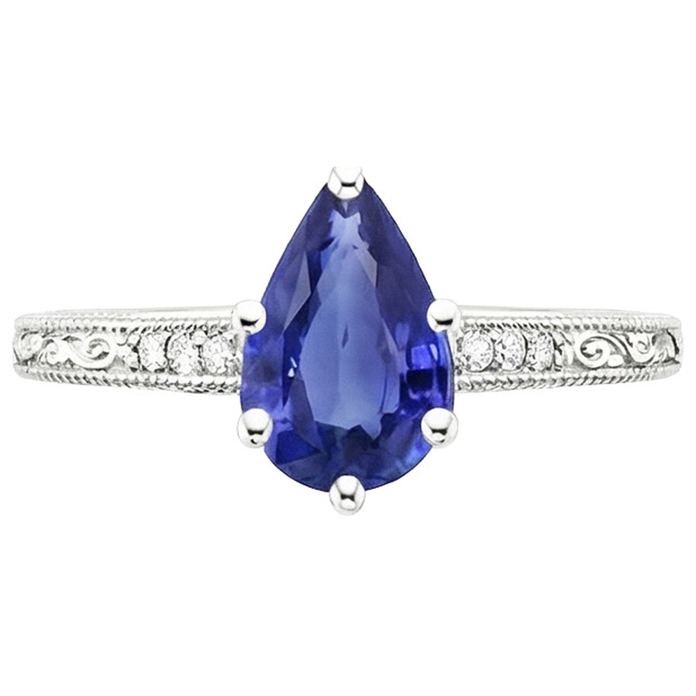 natural round sapphire 4.25ct ring profile view