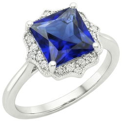 Natural Sapphire Ring 6ct - White Gold 14K
