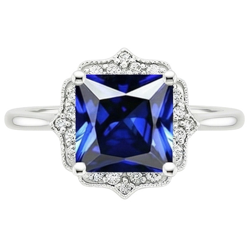 natural round sapphire 6ct ring top view
