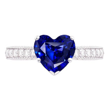 Vintage Style Natural Earth Mined Diamond Ring 4 Carats Blue Sapphire Heart Cut
