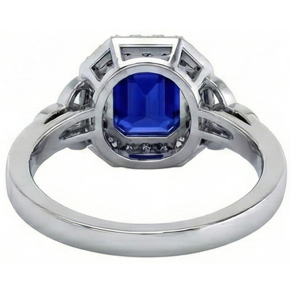 Vintage Style Natural Earth Mined Diamond & Emerald Sri Lankan Sapphire Ring 6 Carats New