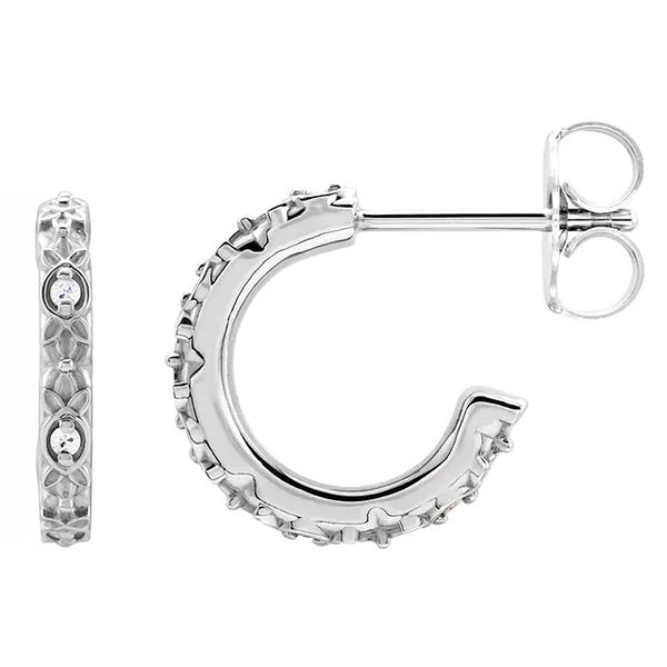 Vintage Style Open Hoop Earrings Natural Old Miner Diamonds 4 Carats