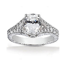 Vintage Style Oval Real Diamond Engagement Ring 1.51 Ct. White Gold 14K