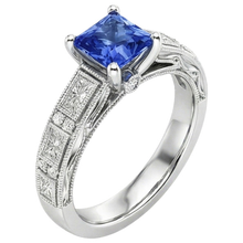 Vintage Style Princess Ceylon Sapphire & Natural Earth Mined Diamond Ring 5.50 Carats