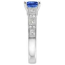 Vintage Style Princess Ceylon Sapphire & Natural Earth Mined Diamond Ring 5.50 Carats