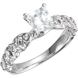 Vintage Style Real Diamond Engagement Ring 1.65 Carats White Gold 14K