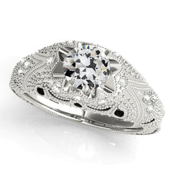 Vintage Style Real Natural Earth Mined Diamond Ring Round Old Cut Milgrain 2.75 Carats Gold