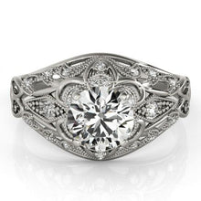 Vintage Style Real Diamond Ring With Accents 1.25 Carats White Gold 14K