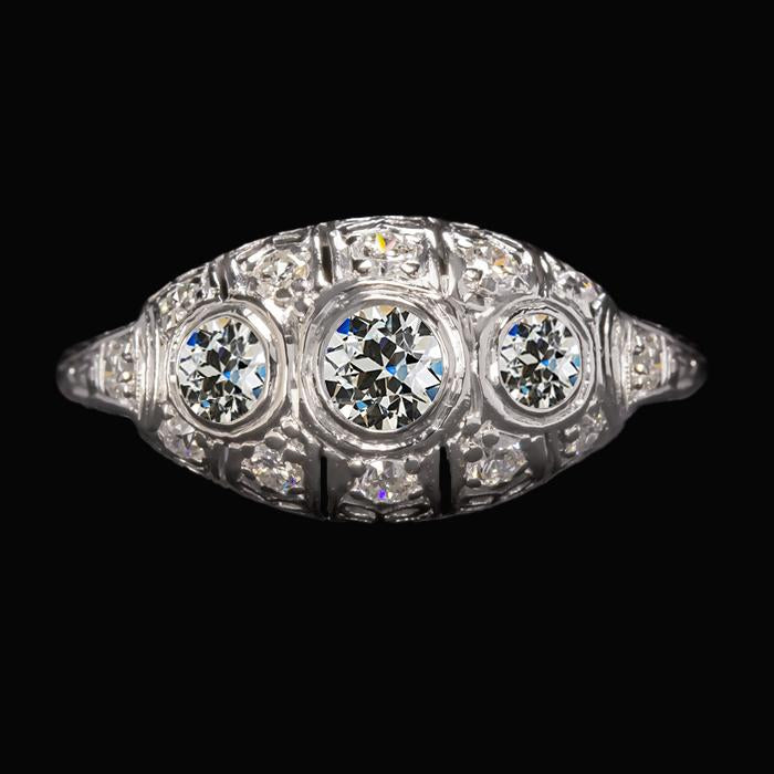 Vintage Style Real Round Old Miner Diamond Ring 4.25 Carats Milgrain Shank
