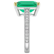 Emerald Emerald Cut Gemstone Ring in 14 Karat Two Tone Gold – profile view