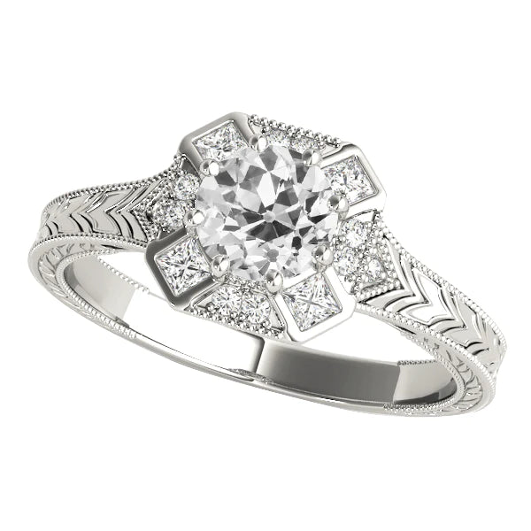 Vintage Style Round Halo Ring Real Old Mine Cut Diamonds 3.50 Carats