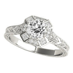 Vintage Style Round Halo Ring Old Mine Cut Real Natural Earth Mined Diamonds 3.50 Carats