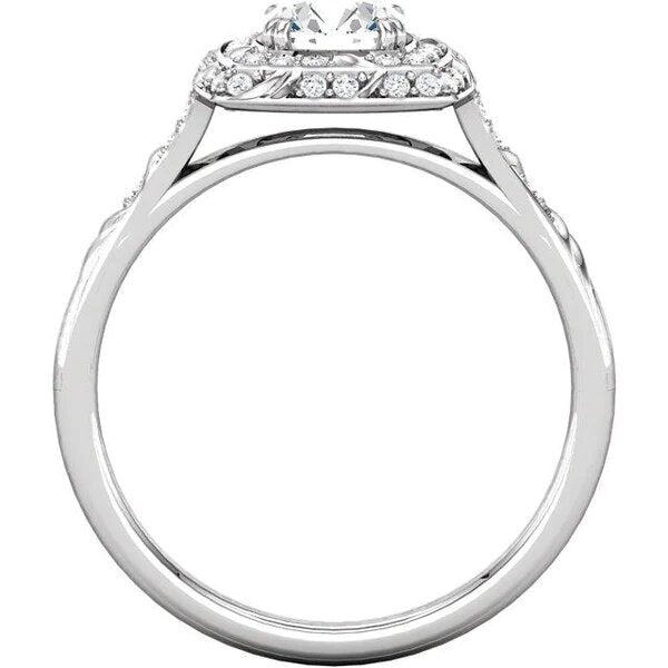 Vintage Style Round Natural Diamond Halo Ring With Accents 1.79 Ct.