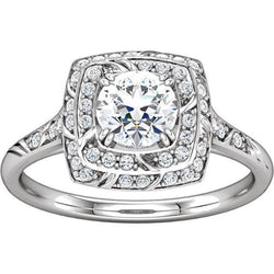 Vintage Style Round Natural Diamond Halo Ring With Accents 1.79 Ct.