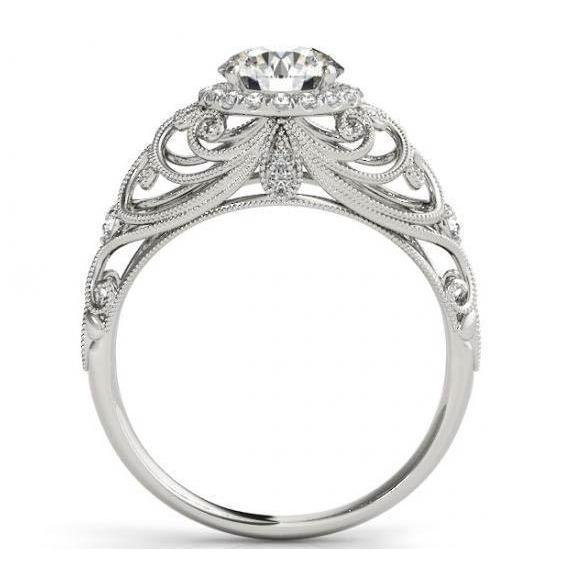 Vintage Style Round Natural Diamond Ring 1.75 Carats 