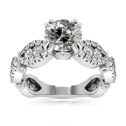 Vintage Style Round Old Cut Real Diamond Ring Double Prong Set 7.25 Carats