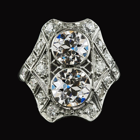 Vintage Style Round Old Miner Natural Diamond Wedding Ring Bezel Set 7 Carats