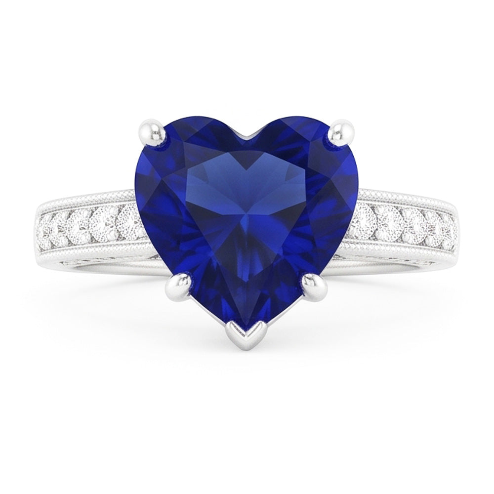 Vintage Style Sapphire Ring Heart Cut
