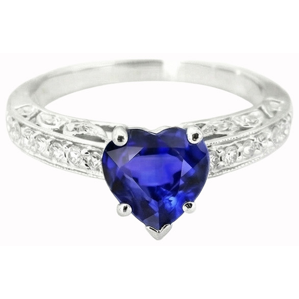Vintage Style Sapphire Ring Heart Cut