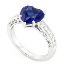 Vintage Style Sapphire Ring Heart Cut