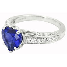Vintage Style Sapphire Ring Heart Cut