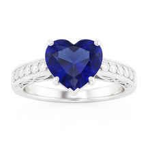Vintage Style Sapphire Ring Heart Cut