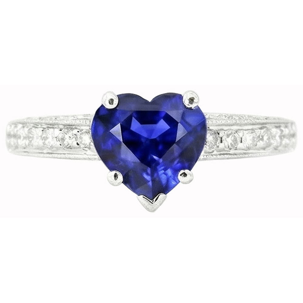 Vintage Style Sapphire Ring Heart Cut