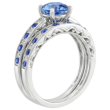 Vintage Style Sapphire Wedding Set