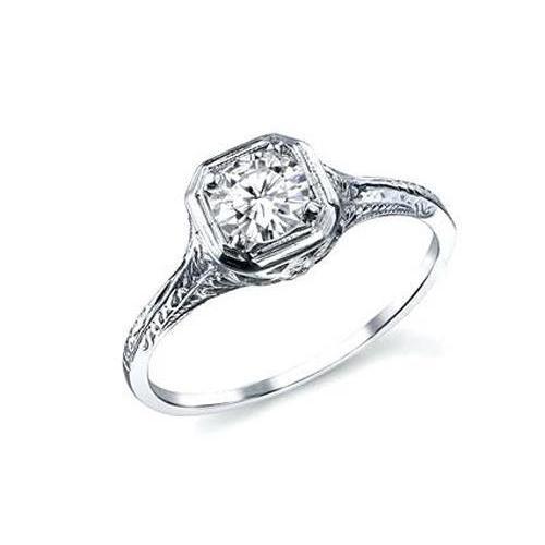 Vintage Style Solitaire 2 Carat Real Diamond Engagement Ring