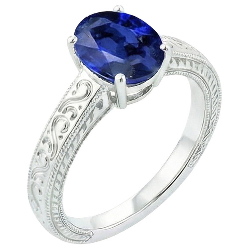 Vintage Style Solitaire Oval Natural Blue Ceylon Sapphire 4.50 Carats