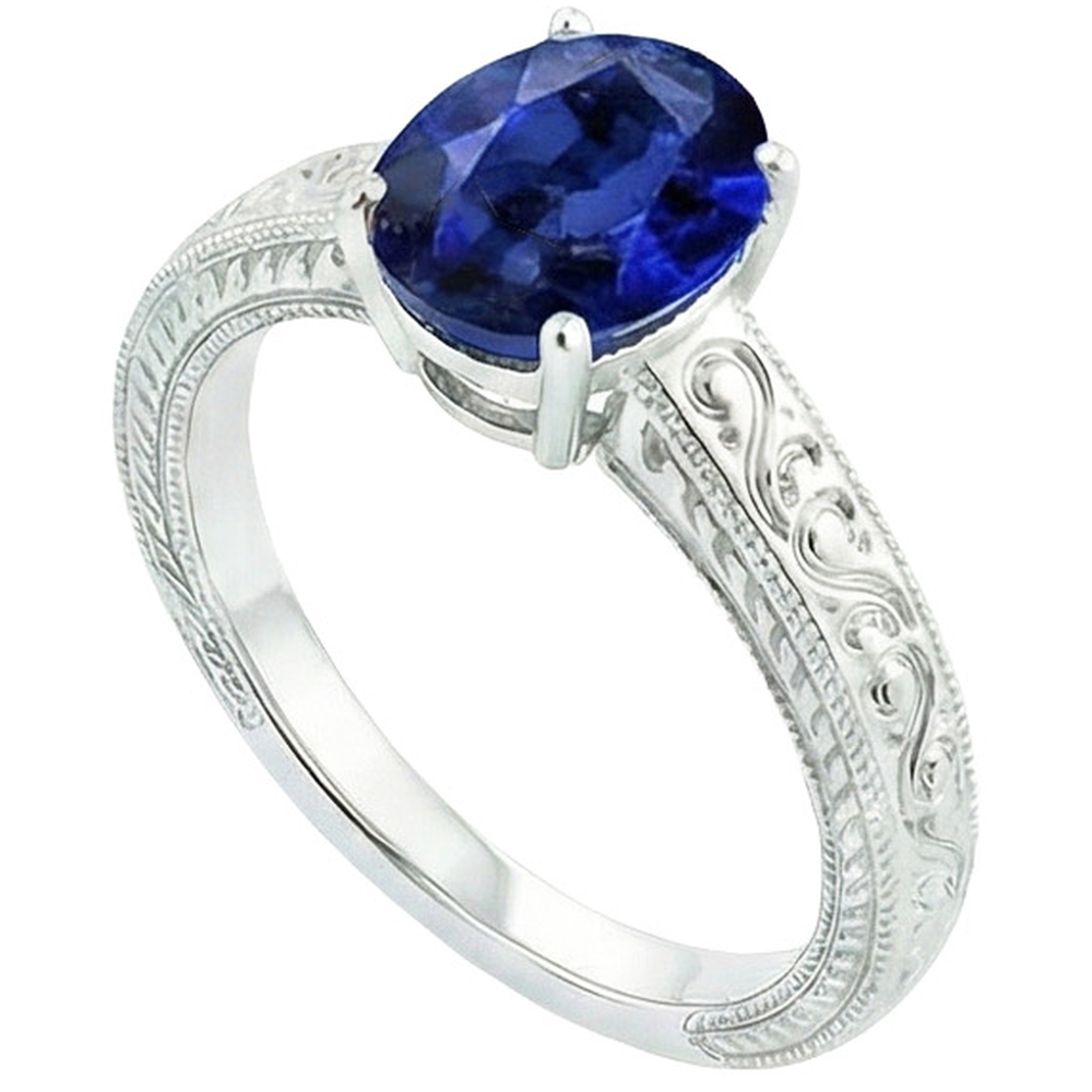 Vintage Style Solitaire Oval Natural Blue Ceylon Sapphire 4.50 Carats