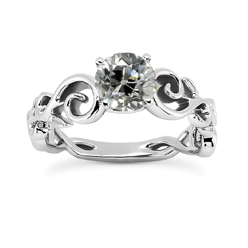 Vintage Style Solitaire Ring Old Cut Round Real Diamond Jewelry 1.75 Carats