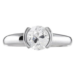 Vintage Style Solitaire Ring Old Miner Half Bezel Set 1.25 Carats Natural Earth Mined Diamond