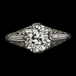 Vintage Style Solitaire Round Old Mine Cut Real Diamond Ring 3.50 Carats