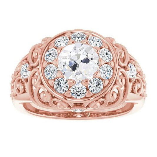 Vintage Style Wedding Ring Round Old Mine Cut Real Diamond 5.25 Carats