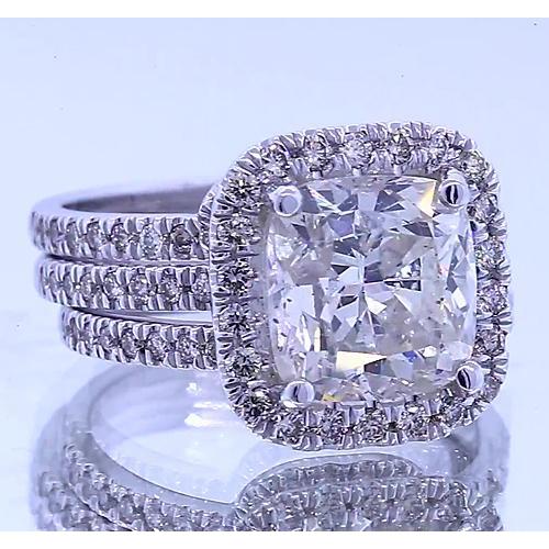 Vintage Type Anniversary Ring Genuine Cushion Diamond 4.50 Carats 2