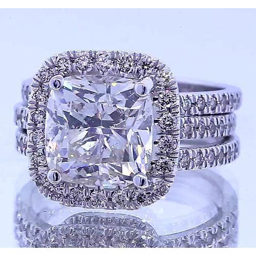 Vintage Type Anniversary Ring Genuine Cushion Diamond 4.50 Carats 3