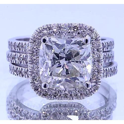 Vintage Type Anniversary Ring Genuine Cushion Diamond 4.50 Carats