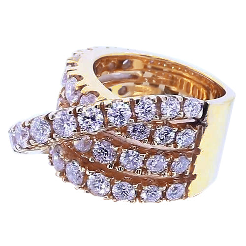 Vintage Type Diamond Round Fancy Ring Natural Yellow Gold 14K 3.57 Carats