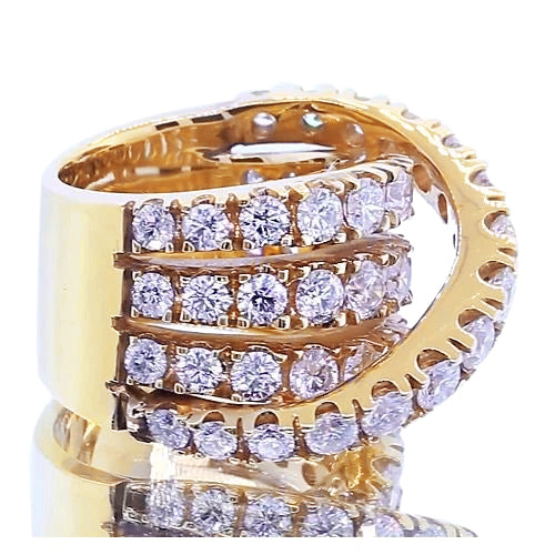 Vintage Type Diamond Round Fancy Ring Natural Yellow Gold 14K 3.57 Carats