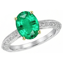 Fine Emerald Gemstone Ring 3.50-ct Two-Tone 14K Gold – angle view